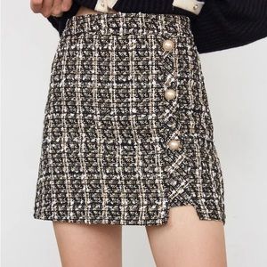 J.ING Tweed Slit Skirt
